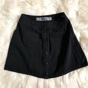 Brandy Melville Black Button Front Denim Skirt